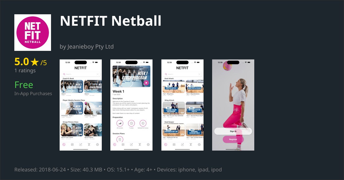 NETFIT Netball App Reviews – Features, Pricing & User Ratings