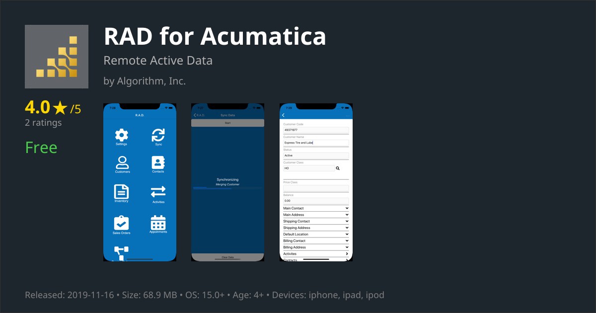 RAD for Acumatica app for iPhone - Download