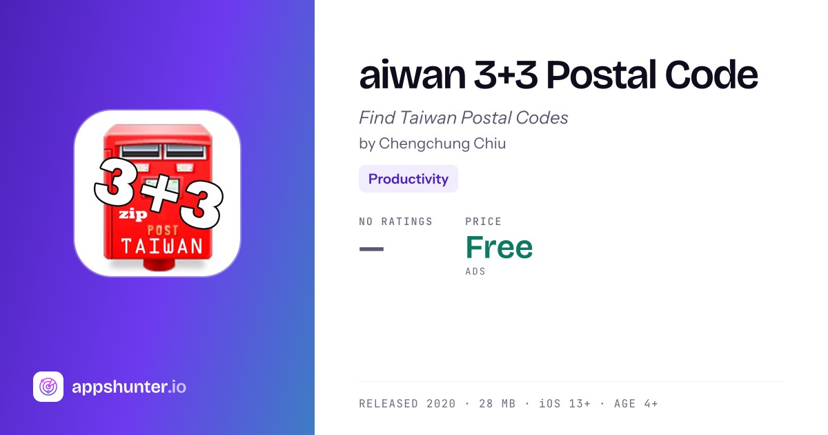 Taiwan 3+3 Postal code, ZIP App Reviews – Features, Alternatives & User ...