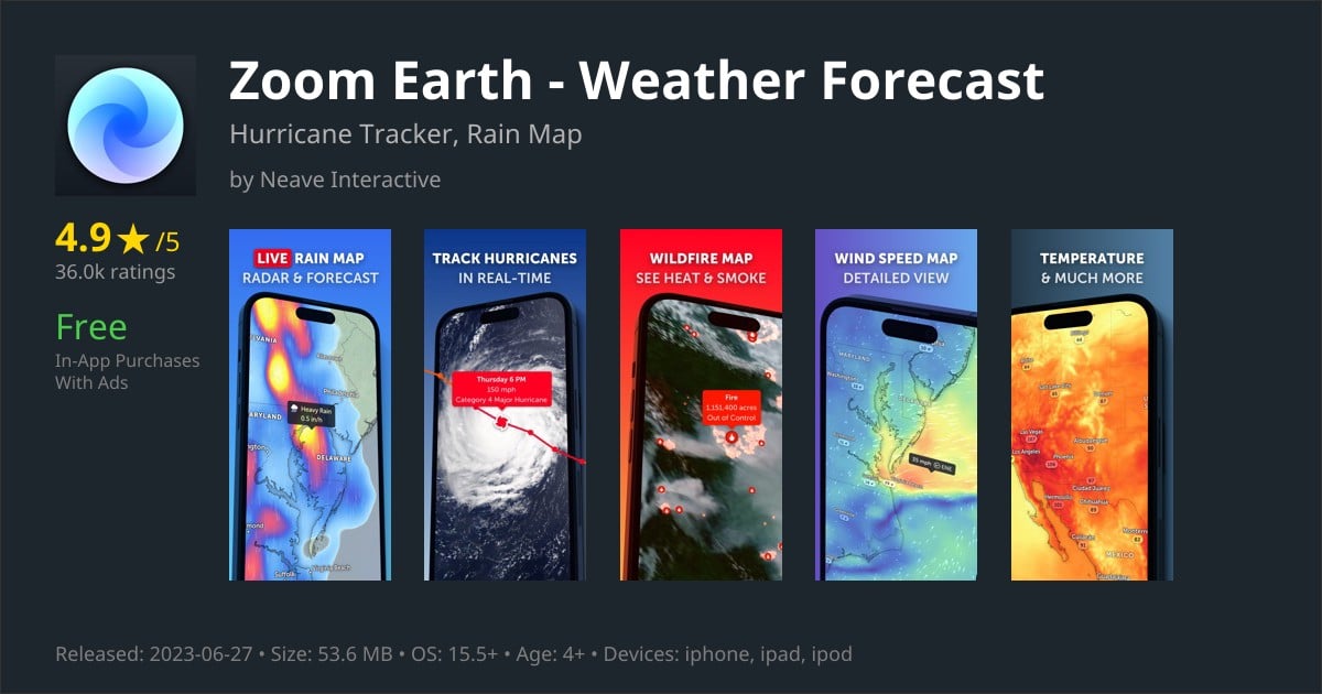 Zoom Earth - Weather Map, Hurricane Tracker