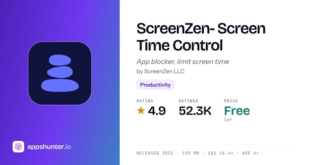 Screenzen Icon ScreenZen app for iPhone — Download