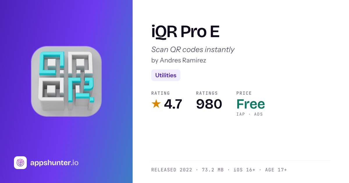 iQR Pro E - QR Code Scanner & Generator | AppsHunter