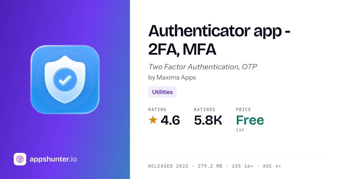 Authenticator App - 2FA, MFA, OTP Security