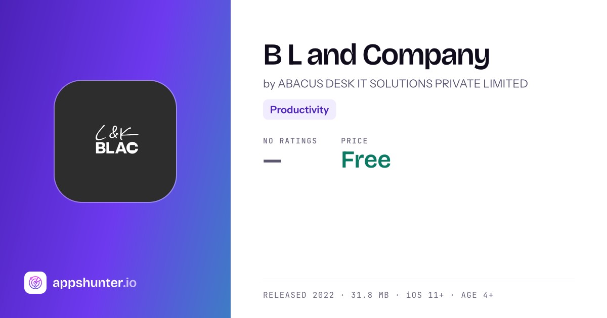 B L and Company app for iPhone — Download