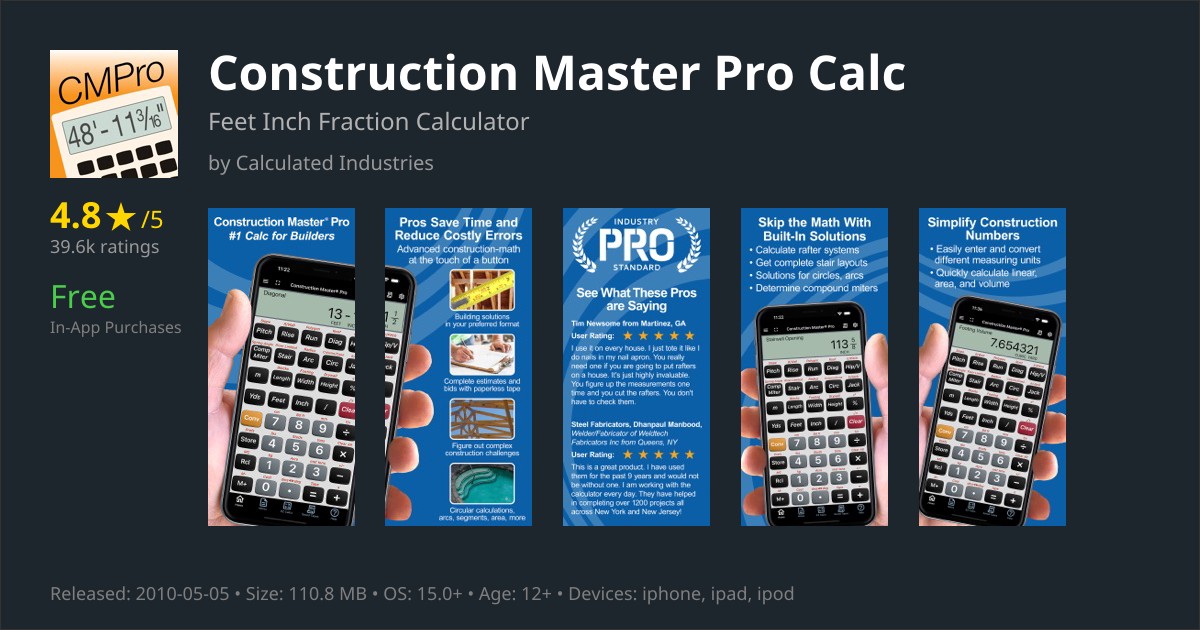 Construction Master Pro Calc app for iPhone — Download