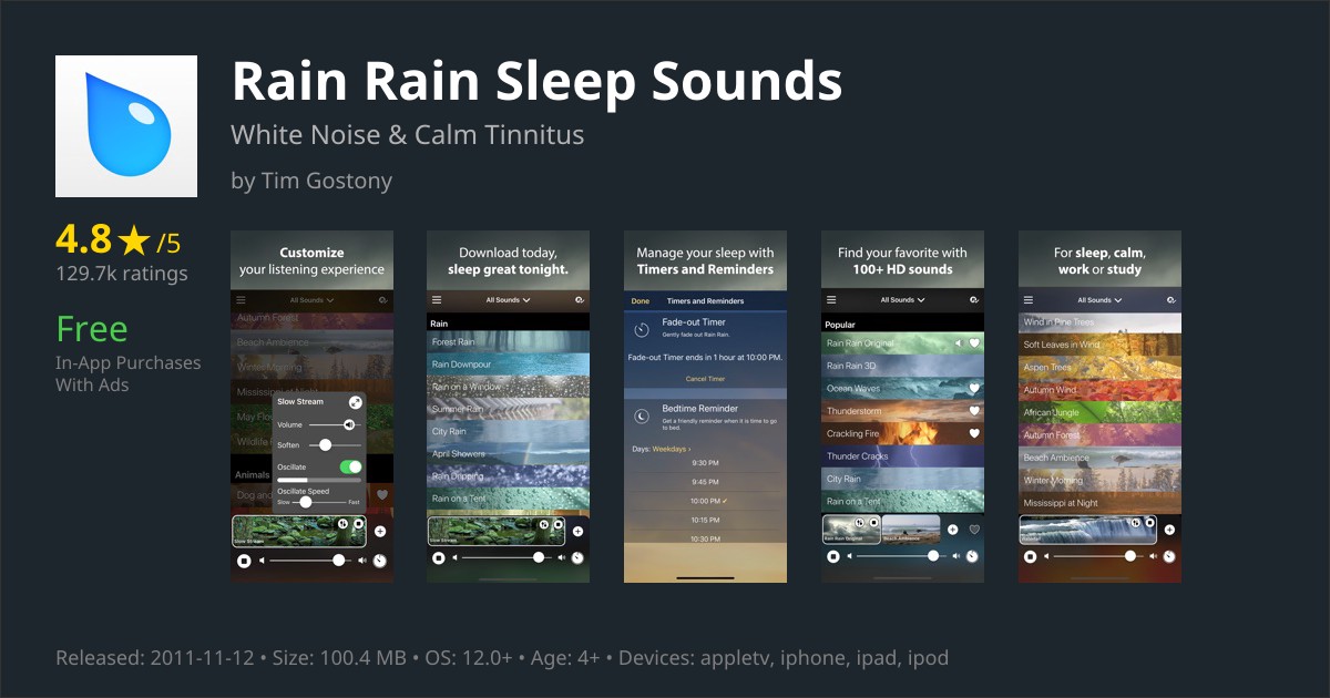 Rain Rain Sleep Sounds - White Noise & Sleep Aid