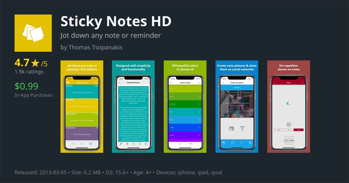 Sticky Notes HD app for iPhone — Download
