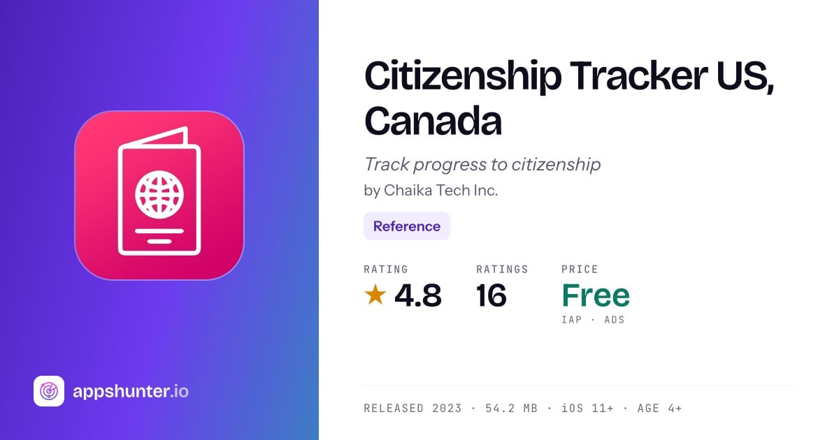 Citizenship Tracker US, Canada App for iPhone - Download