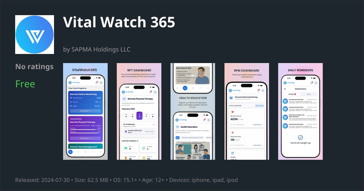 Vital Watch 365 App Reviews – Features, Alternatives & User Ratings