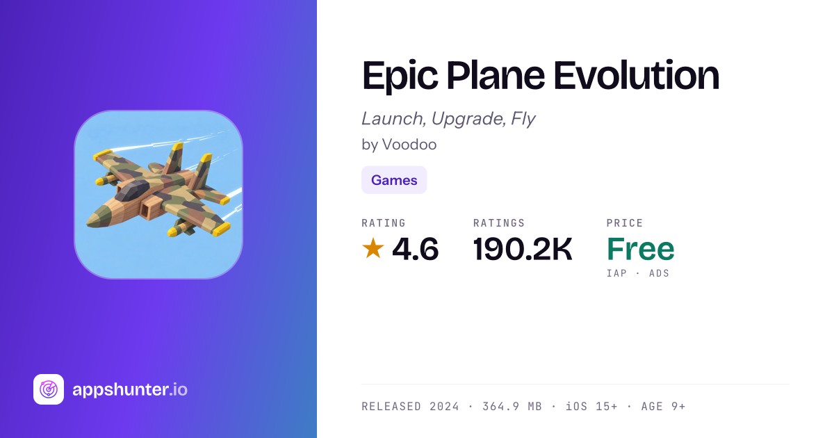 Epic Plane Evolution game for iPhone — Download