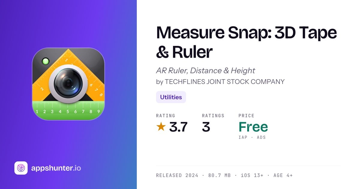 AR Measure: 3D Tape Ruler Snap - AR Measurement App
