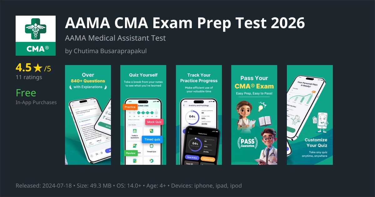 AAMA CMA Exam Prep Test 2026 App Reviews – Features, Pricing & User Ratings