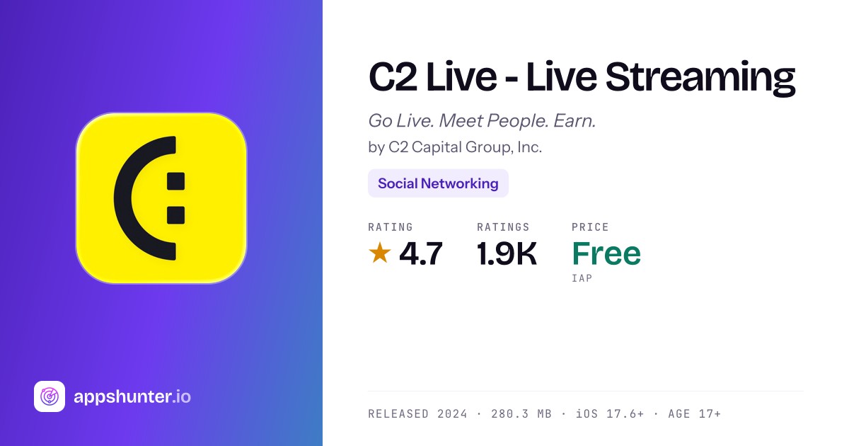 C2 Live - Live Streaming, Earn Money, Connect