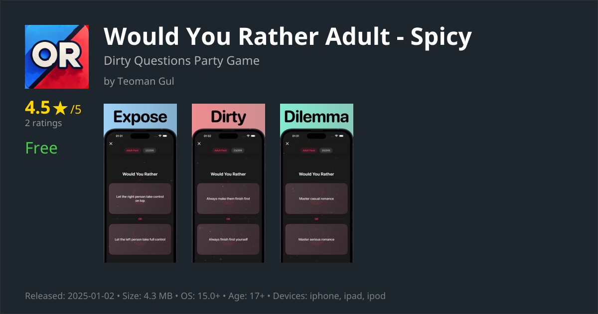 Would You Rather Adult Game Reviews – Features, Alternatives & User Ratings