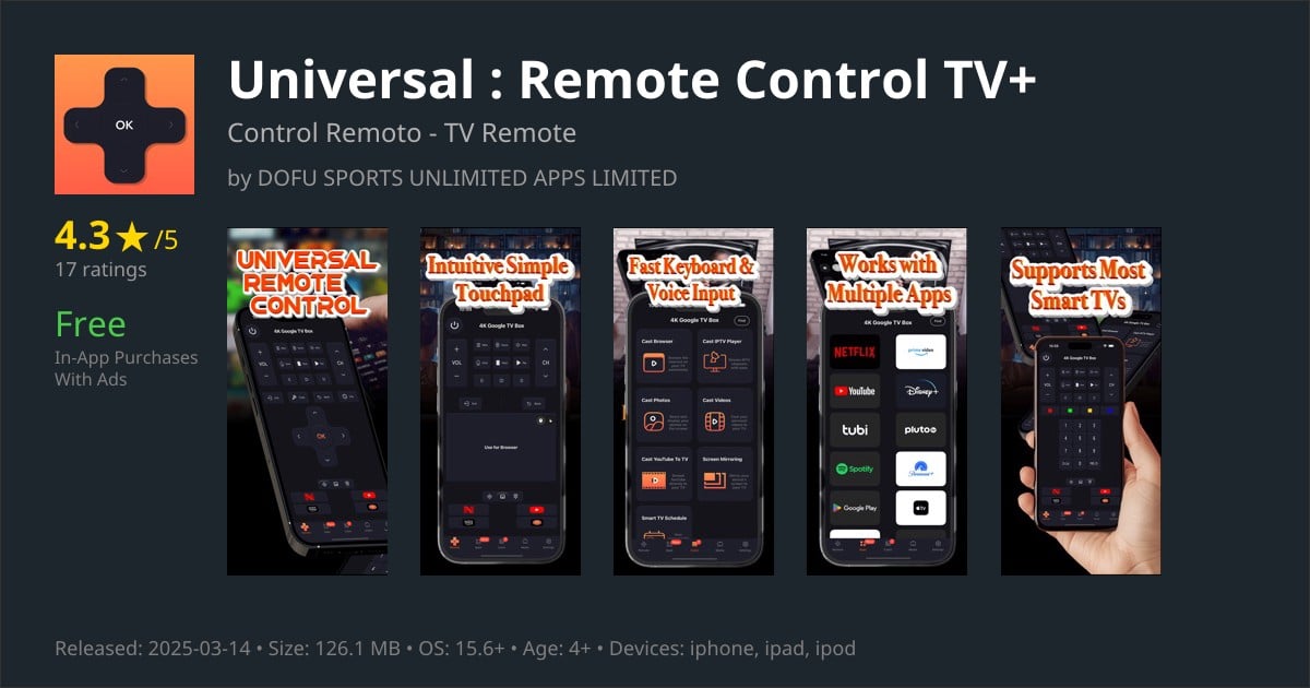 Universal Remote Control TV+ - Smart TV Remote App