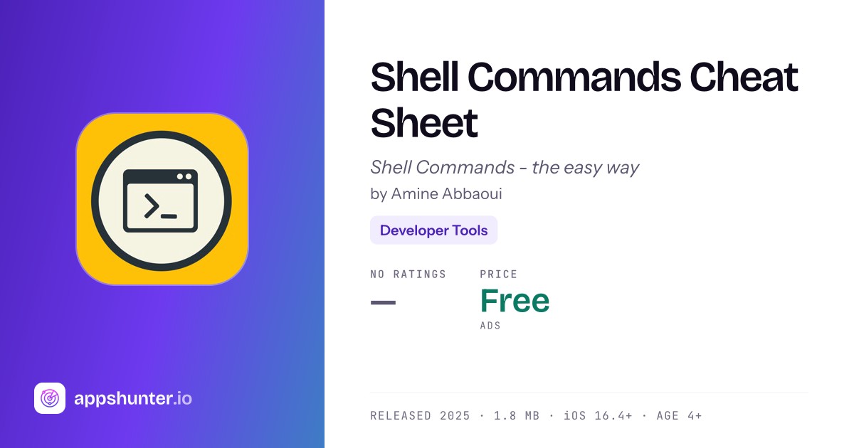 Shell Commands Cheat Sheet app
