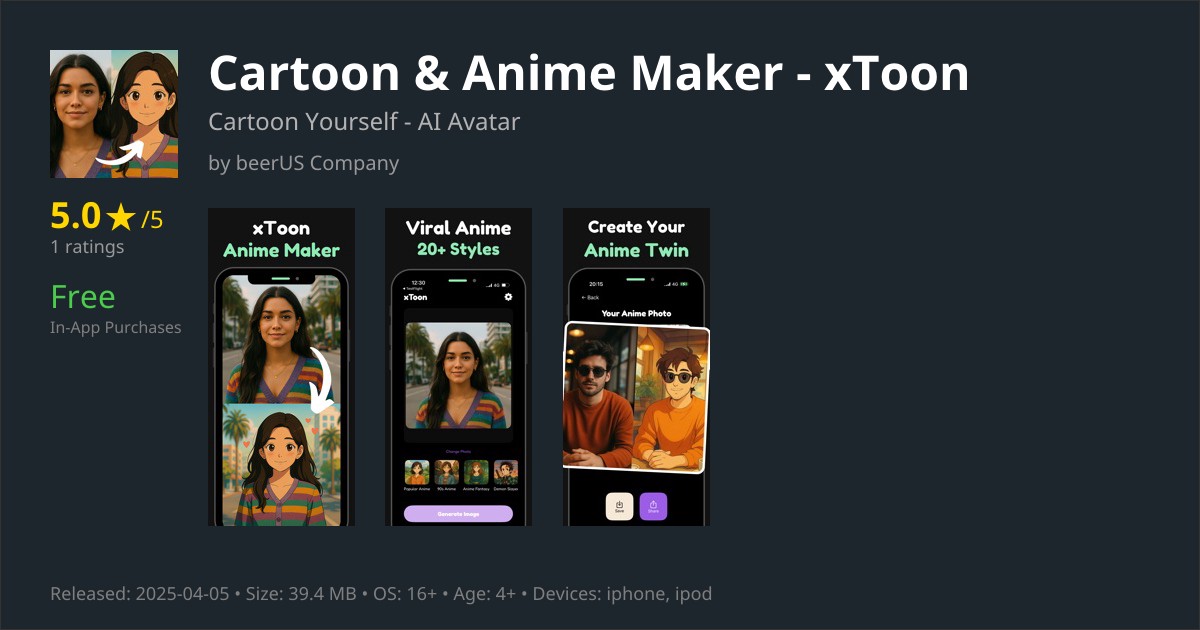 Cartoon & Anime Maker app for iPhone — Download