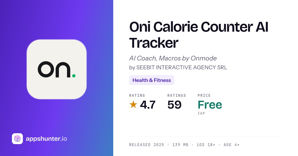 Oni Calorie Counter AI Tracker app for iPhone — Download