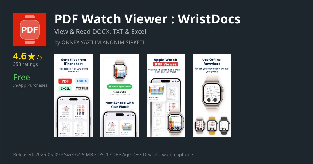 WristDocs - Apple Watch PDF Viewer & File Reader | AppsHunter