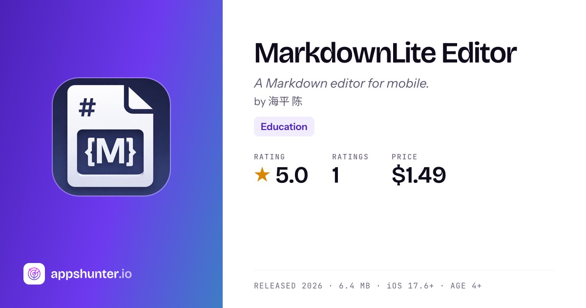 MarkdownLite Editor App Reviews – Features, Alternatives & User Ratings