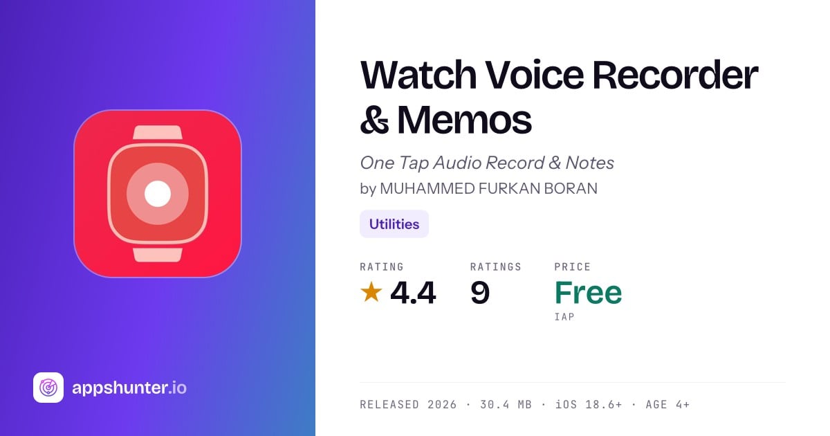Recoding App Logos Watch Voice Recorder & Memos app for iPhone — Download