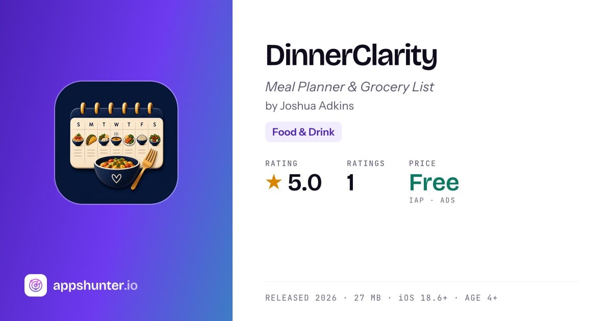 DinnerClarity app for iPhone — Download
