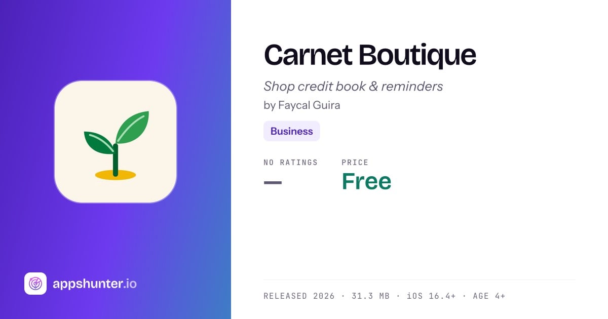 Recoding App Logos Carnet Boutique app for iPhone — Download