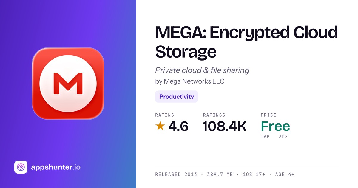 MEGA - Secure Cloud Storage & Chat | AppsHunter