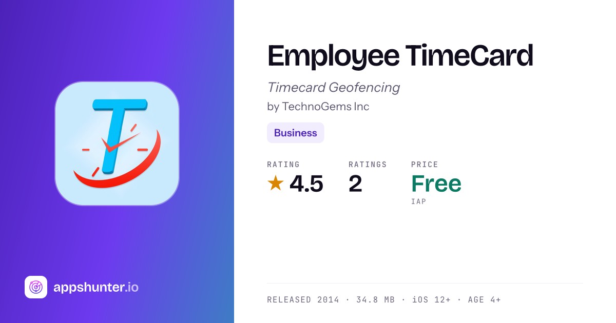 Employee TimeCard - Time Tracking & Geofencing