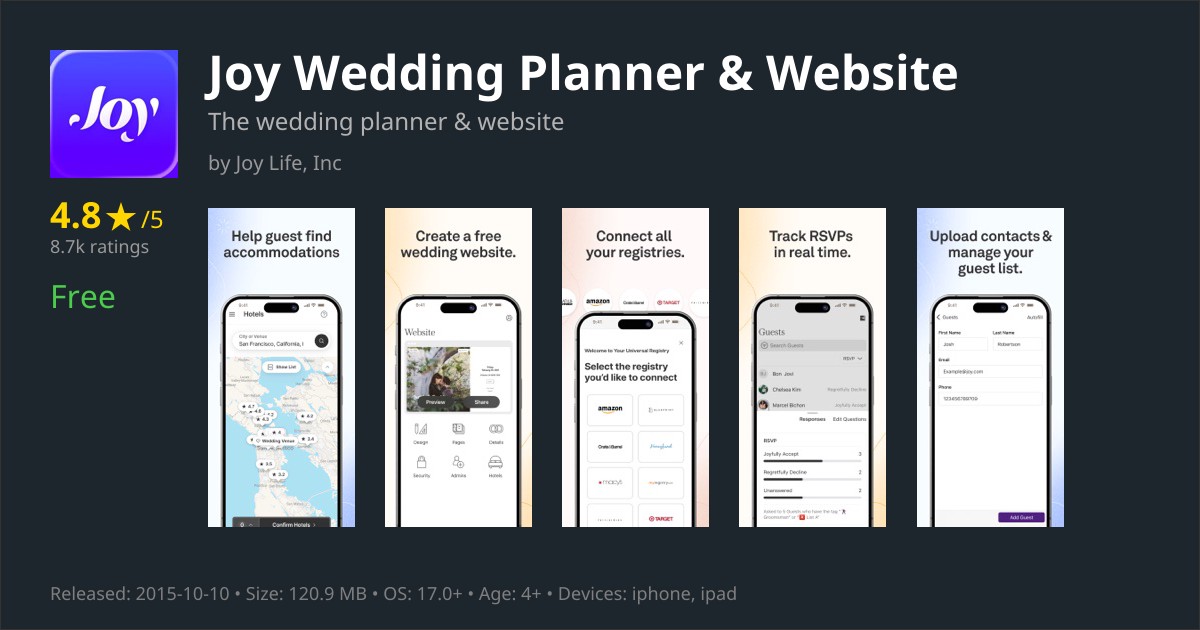 Joy Wedding Planner & Website app for iPhone — Download